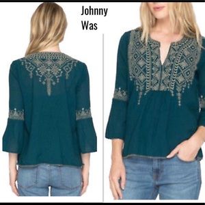 Johnny Was Megan Bell Sleeve Embroidered Blouse